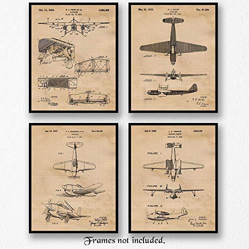 Propeller Airplane Patent Prints: Vintage Wall Art Decor