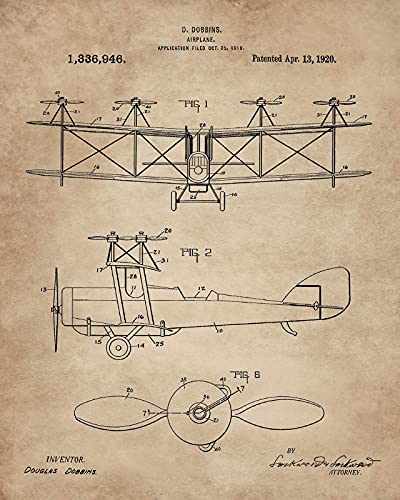 Aviator Decor - Vintage Biplane Print Set