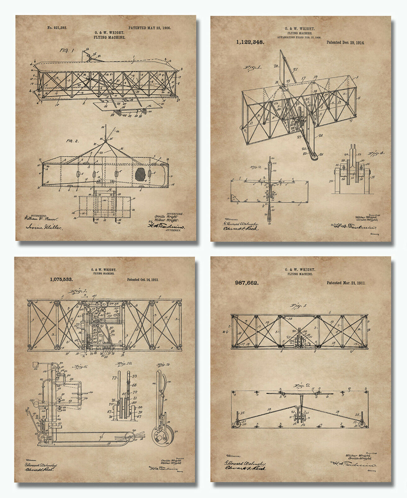 Wright Brothers Patent Print - Aviation Lover's Wall Art