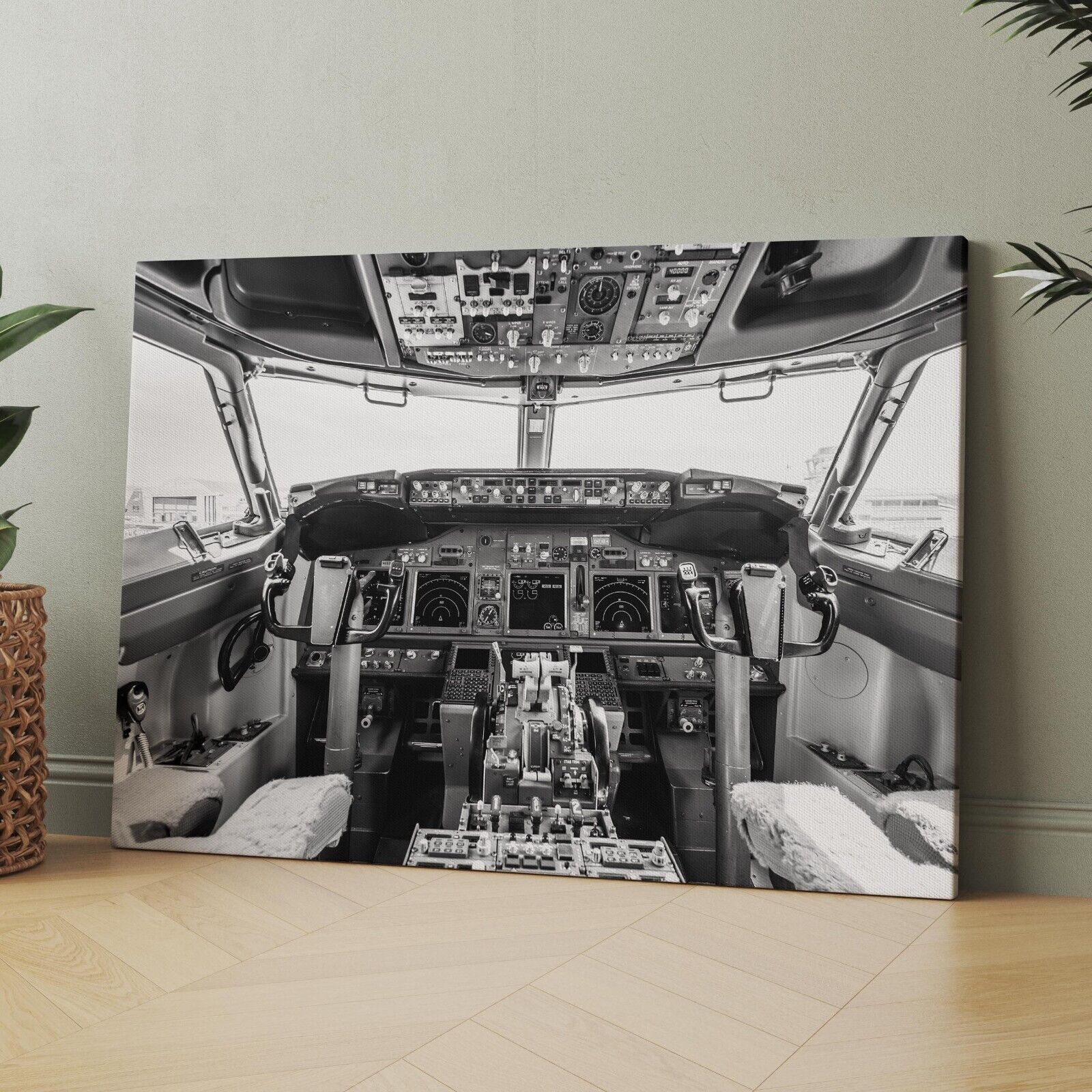 Boeing 737-800 Flight Deck Airplane Canvas Wall Art