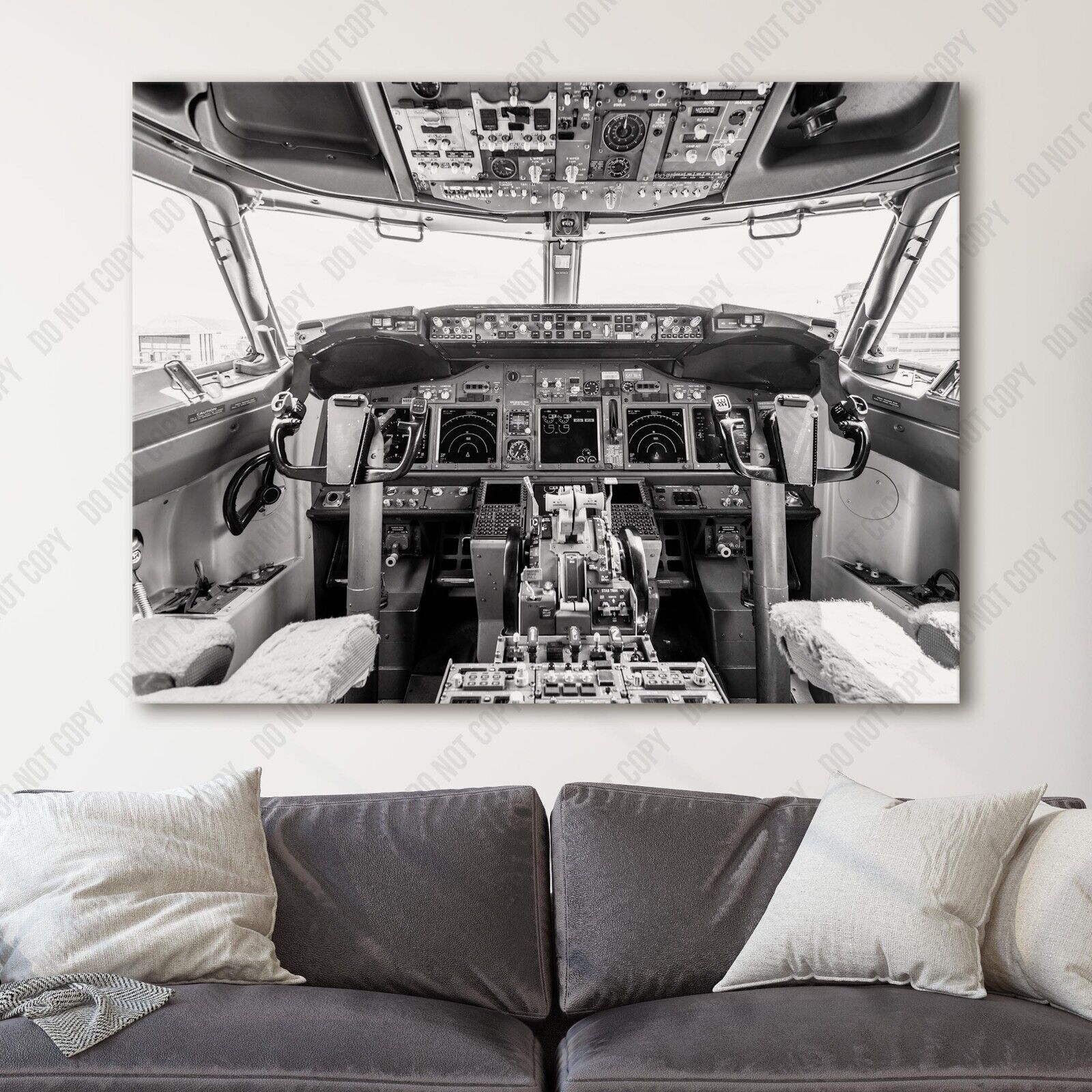 Boeing 737-800 Flight Deck Airplane Canvas Wall Art