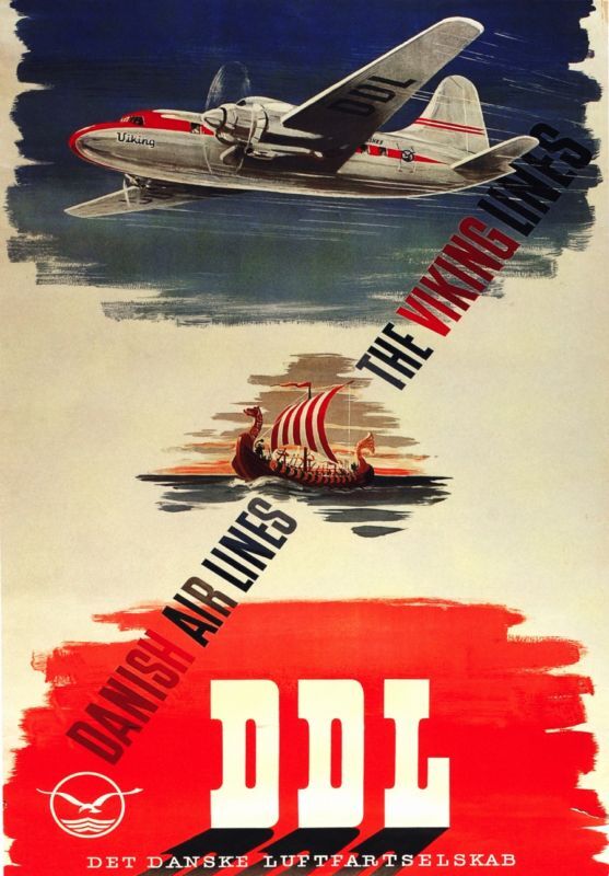Danish Air Aviation Travel Poster for Home Decor