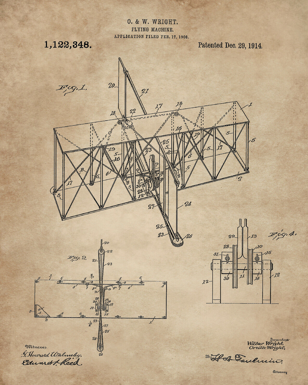 Wright Brothers Patent Print - Aviation Lover's Wall Art