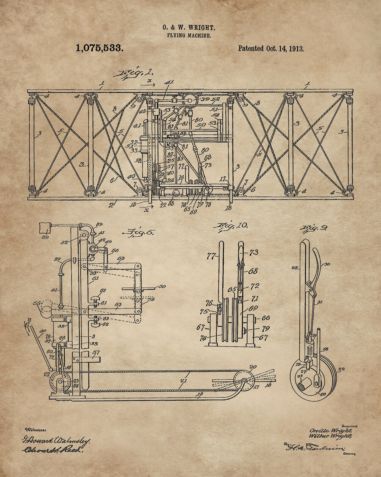 Wright Brothers Patent Print - Aviation Lover's Wall Art