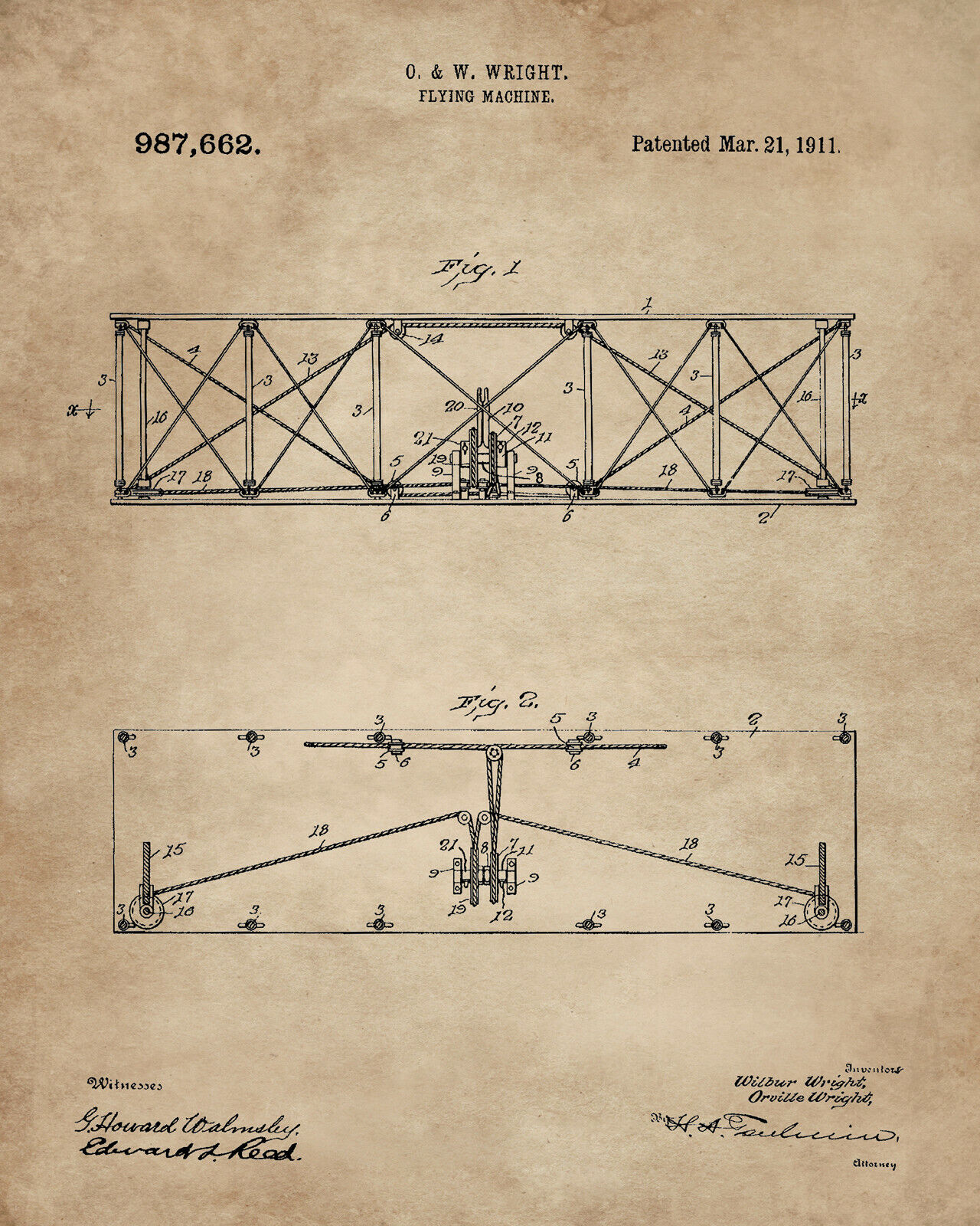 Wright Brothers Patent Print - Aviation Lover's Wall Art