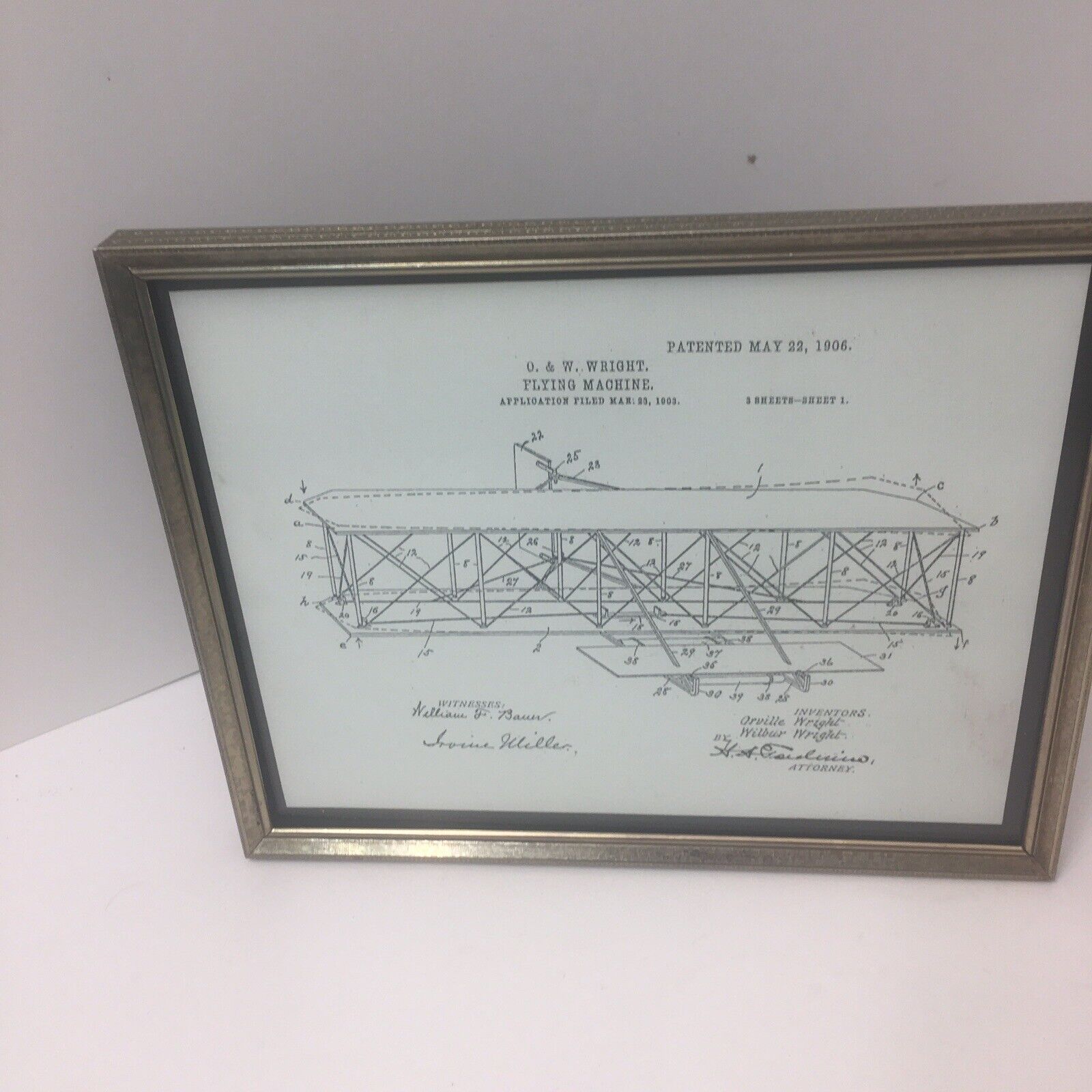 Wright Brothers Aviation Patent Print Framed Wall Art