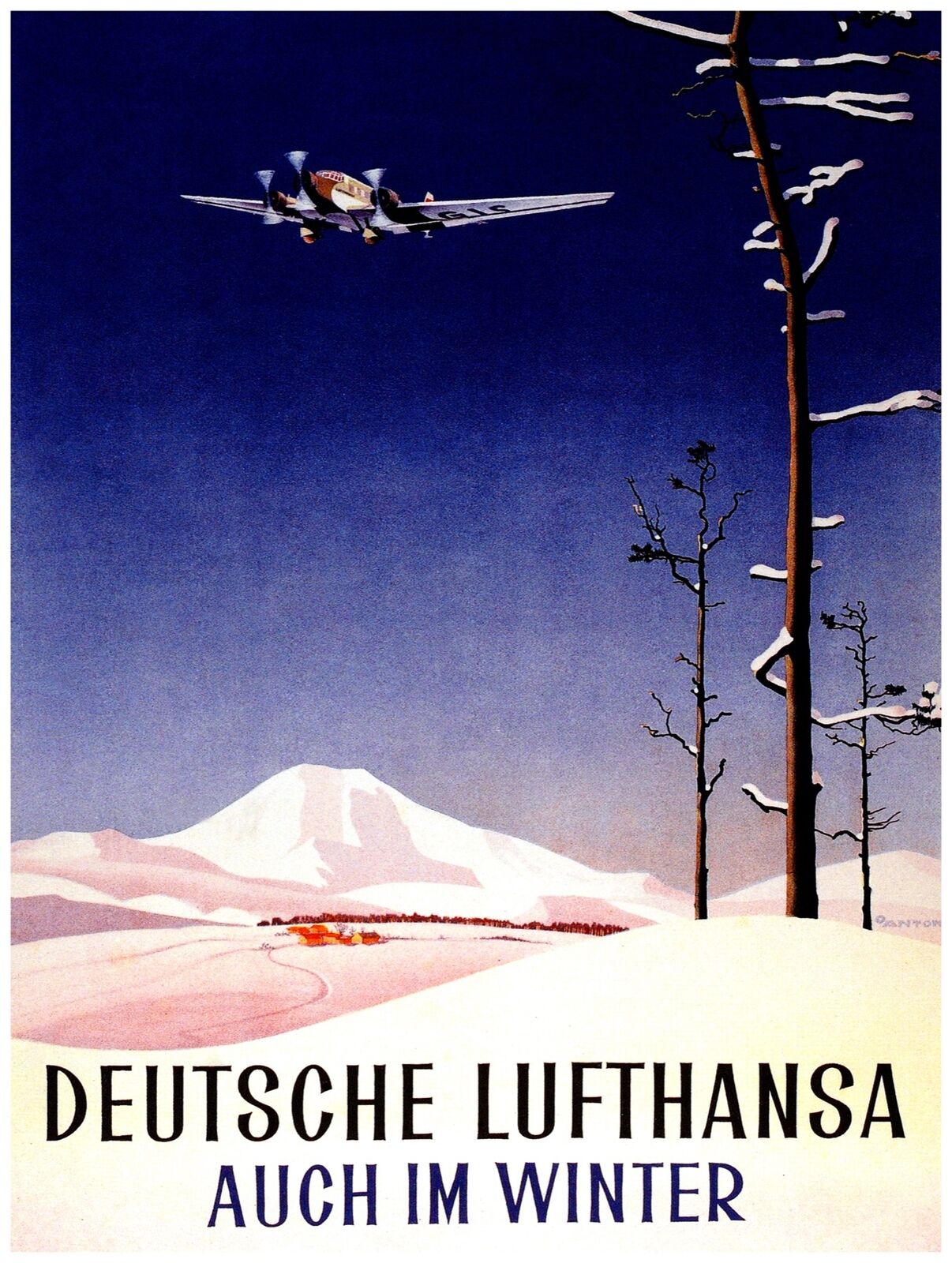 Lufthansa Aviation Wall Art: German Travel Poster Graphic