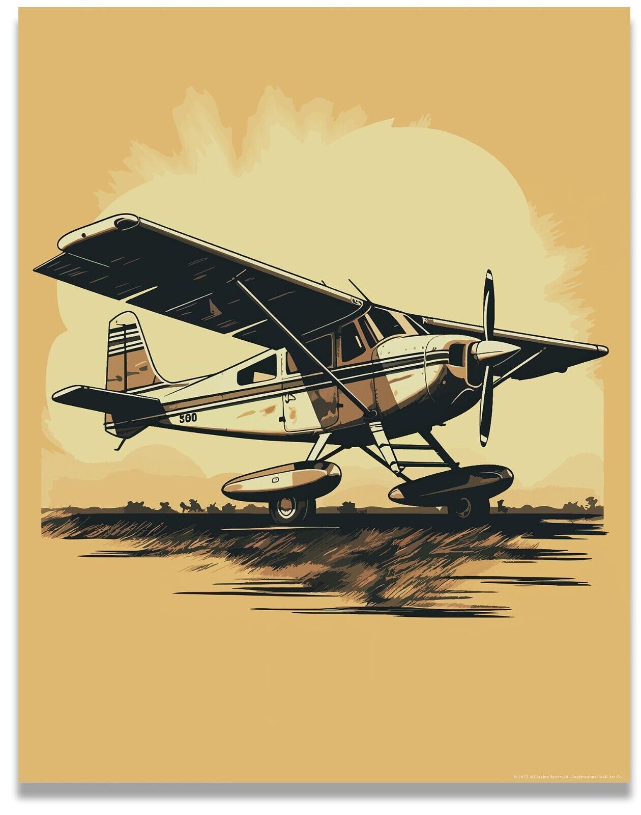 Vintage Airplane Illustration Wall Art Print for Aviation Fans