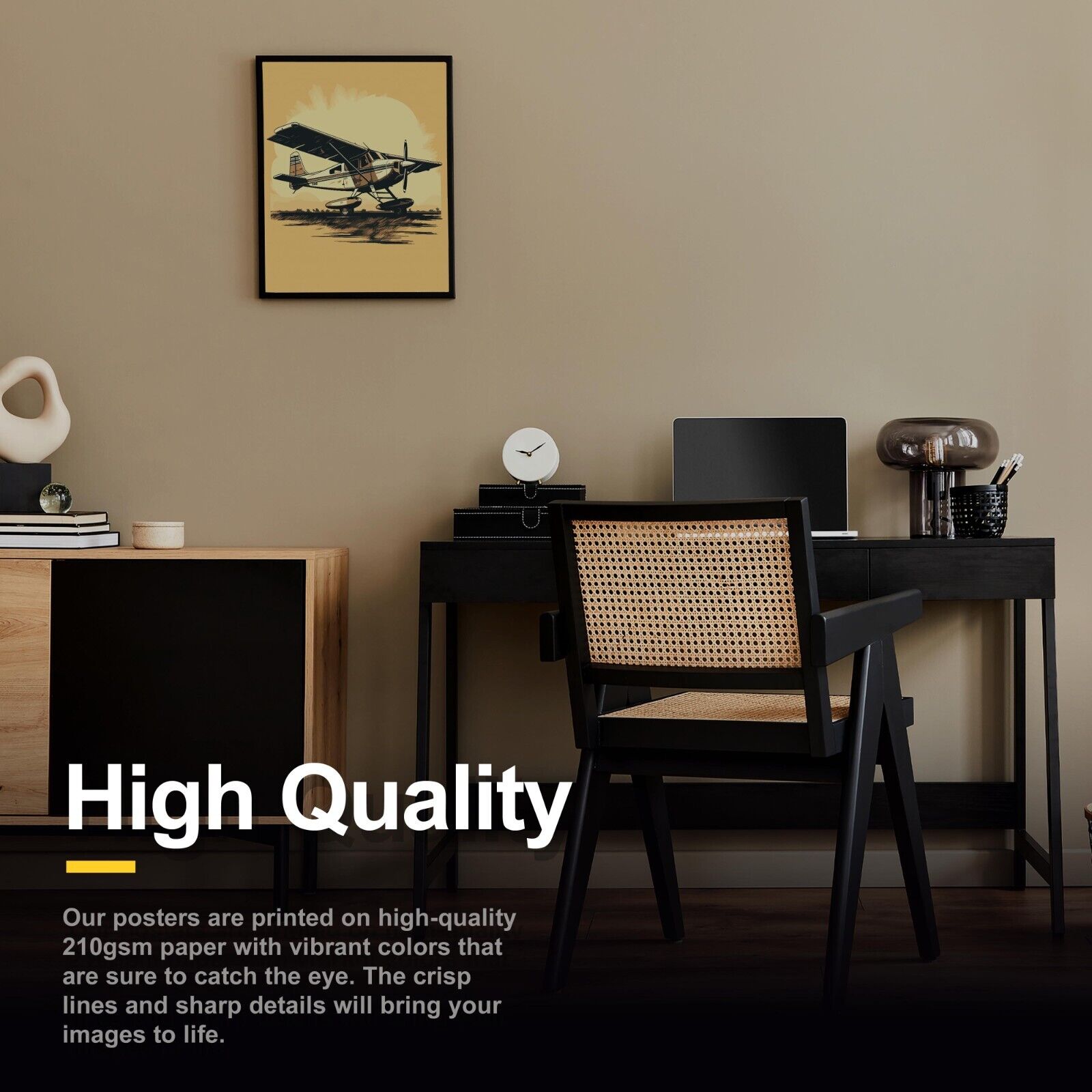 Vintage Airplane Illustration Wall Art Print for Aviation Fans