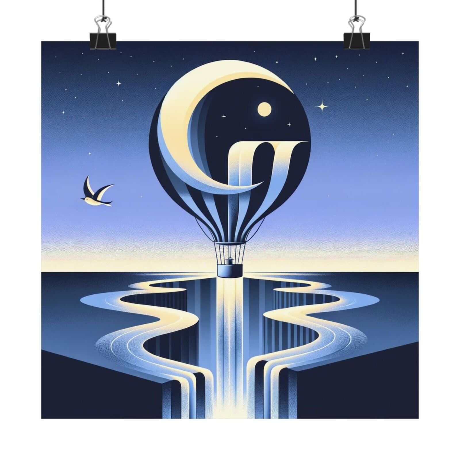 Retro Optical Illusion Hot Air Balloon Aviation Poster