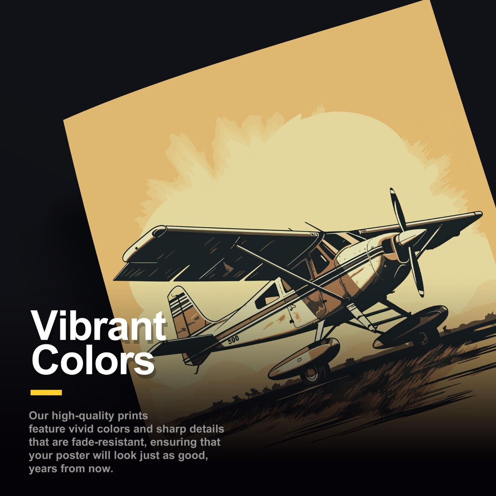 Vintage Airplane Illustration Wall Art Print for Aviation Fans