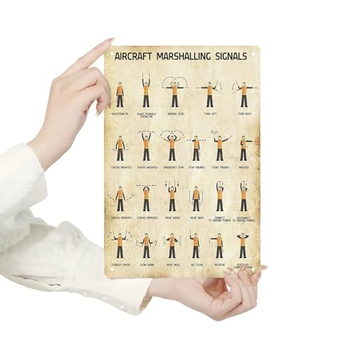 Vintage Aircraft Marshaling Signals Metal Sign for Aviation Enthusiasts