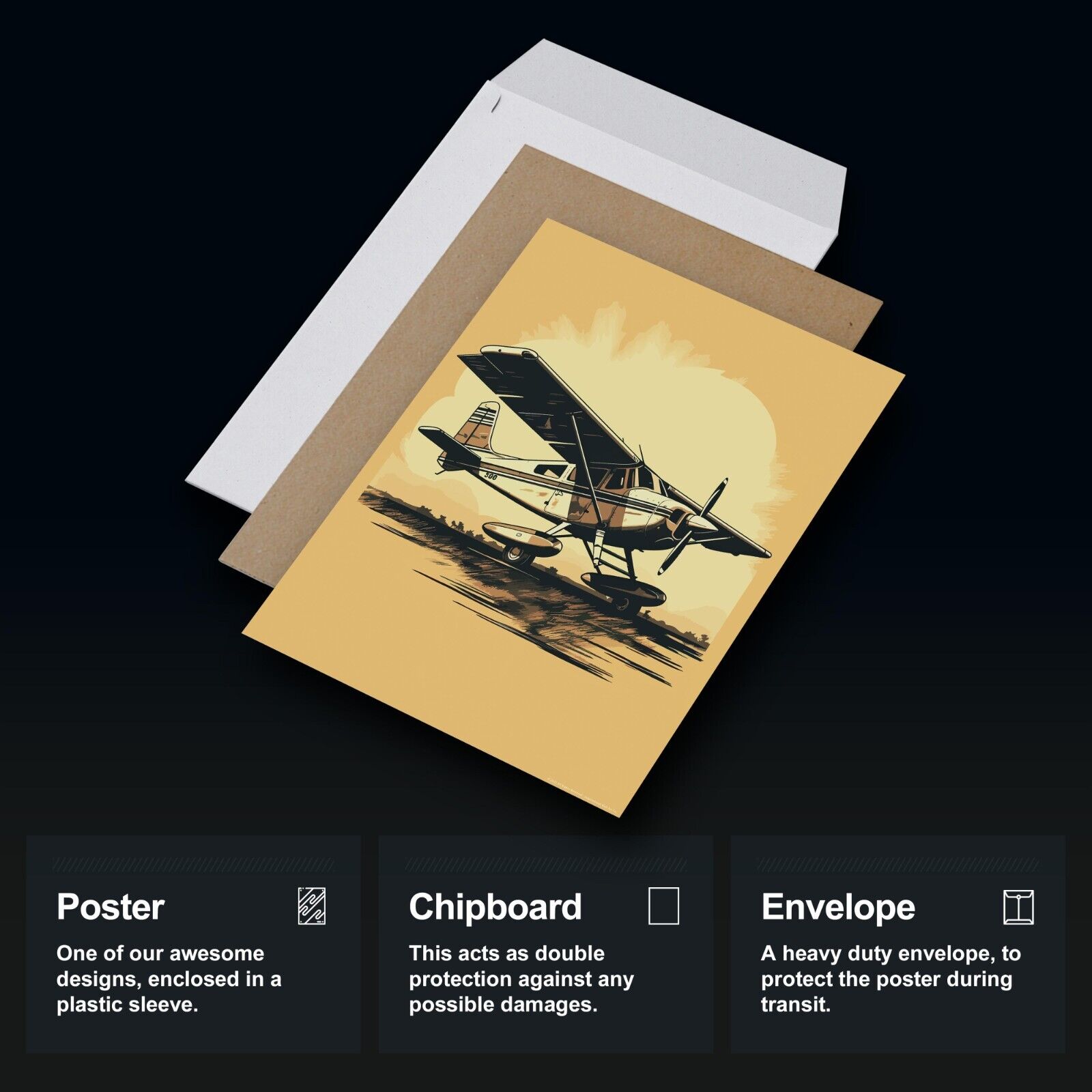 Vintage Airplane Illustration Wall Art Print for Aviation Fans