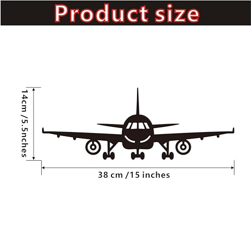 Black Metal Airplane Wall Decor - Elegant 15x5.5 Inch