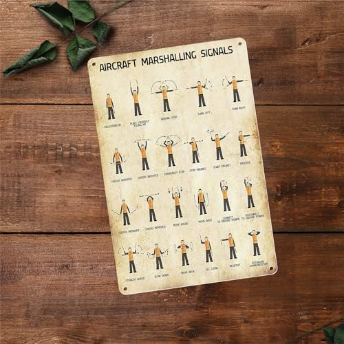 Vintage Aircraft Marshaling Signals Metal Sign for Aviation Enthusiasts