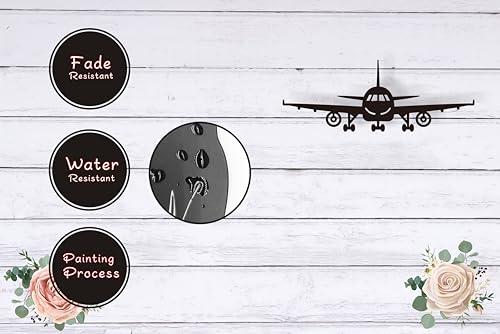 Black Metal Airplane Wall Decor - Elegant 15x5.5 Inch