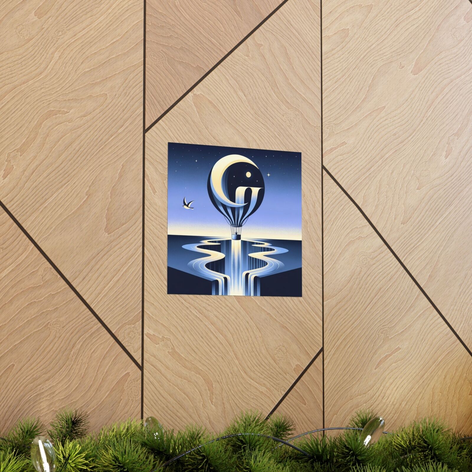 Retro Optical Illusion Hot Air Balloon Aviation Poster