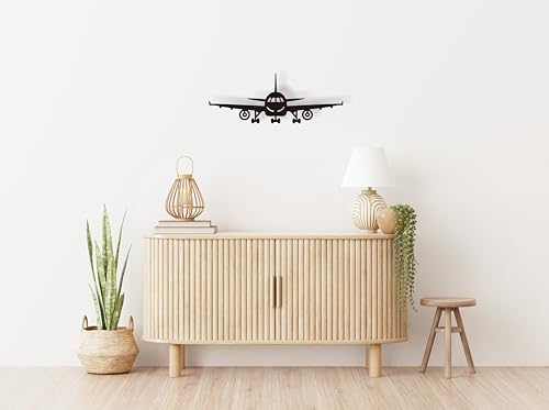 Black Metal Airplane Wall Decor - Elegant 15x5.5 Inch