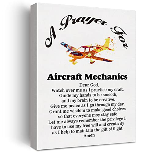 Aviation Mechanic Prayer Canvas Wall Art Decor Gift