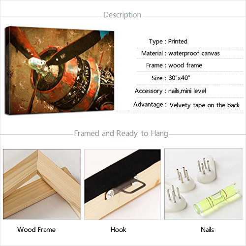 Vintage Aeroplane Propeller Canvas Wall Art 40"x30