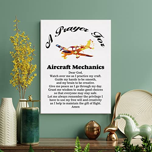 Aviation Mechanic Prayer Canvas Wall Art Decor Gift