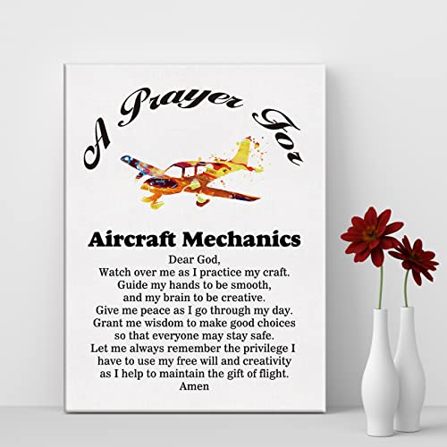 Aviation Mechanic Prayer Canvas Wall Art Decor Gift
