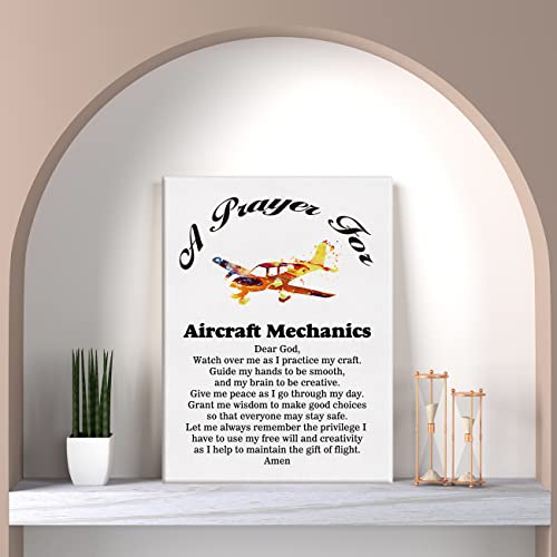 Aviation Mechanic Prayer Canvas Wall Art Decor Gift