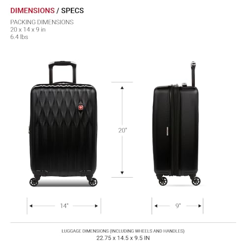 SwissGear 8018 Expandable Hardside Spinner Luggage, Black 20