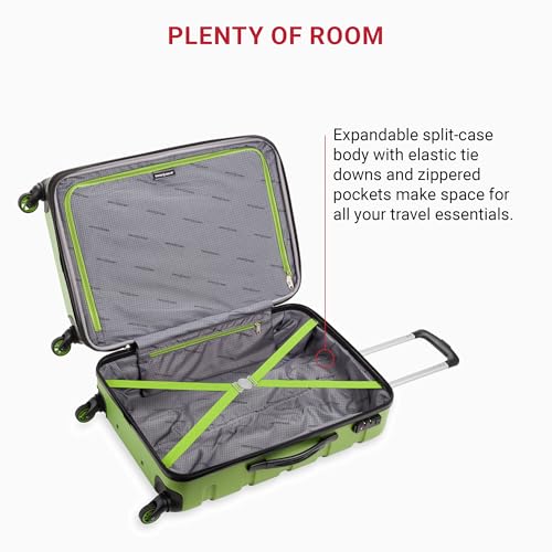 SwissGear 7366 Green Expandable Luggage, Spinner Wheels, 23