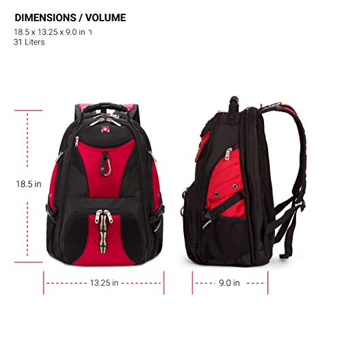 SwissGear 1900 Scansmart 17" Laptop Backpack, Black/Red