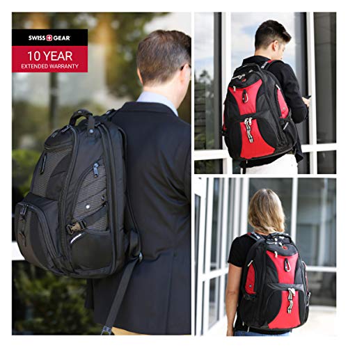SwissGear 1900 Scansmart 17" Laptop Backpack, Black/Red