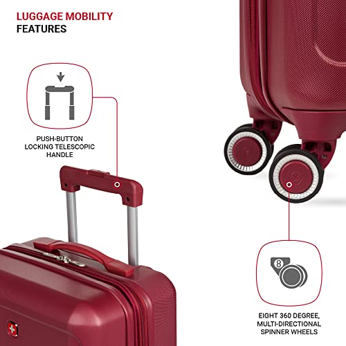 SwissGear 8090 Spinner Wheels Luggage, Burgundy Carry-On