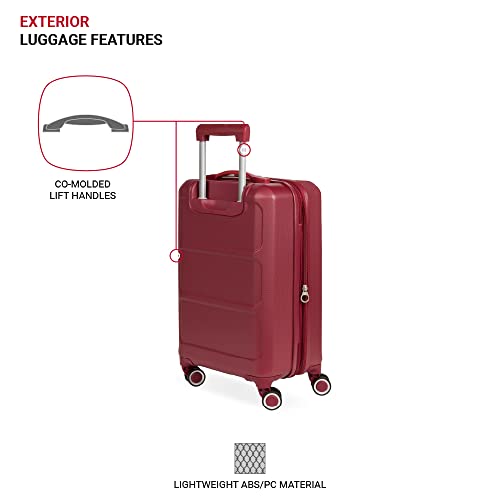SwissGear 8090 Spinner Wheels Luggage, Burgundy Carry-On
