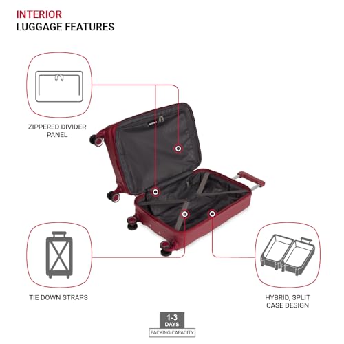 SwissGear 8090 Spinner Wheels Luggage, Burgundy Carry-On