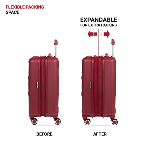 SwissGear 8090 Spinner Wheels Luggage, Burgundy Carry-On