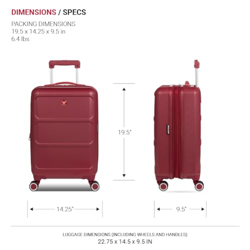 SwissGear 8090 Spinner Wheels Luggage, Burgundy Carry-On