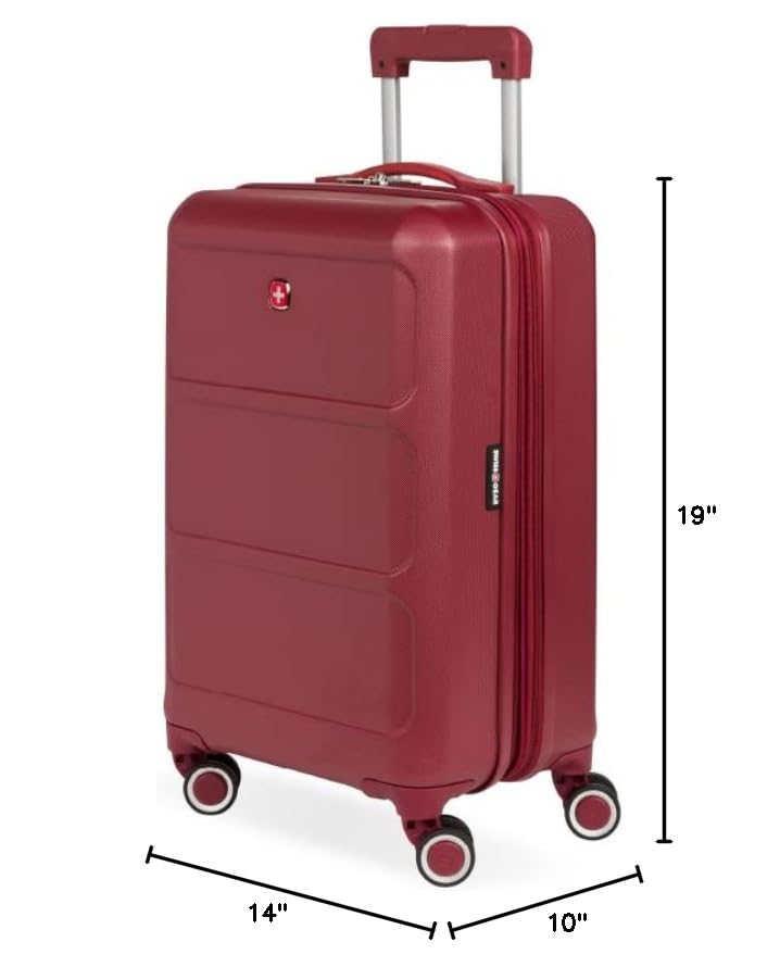 SwissGear 8090 Spinner Wheels Luggage, Burgundy Carry-On