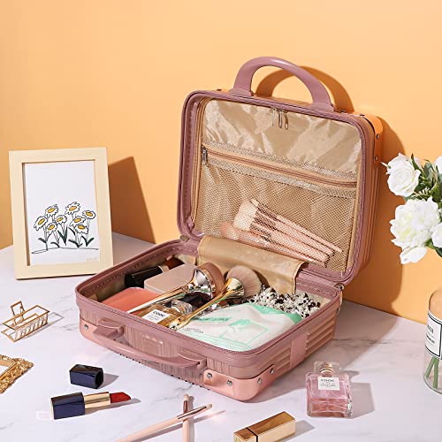 Portable ABS Makeup Case for Aviation - Rose Gold