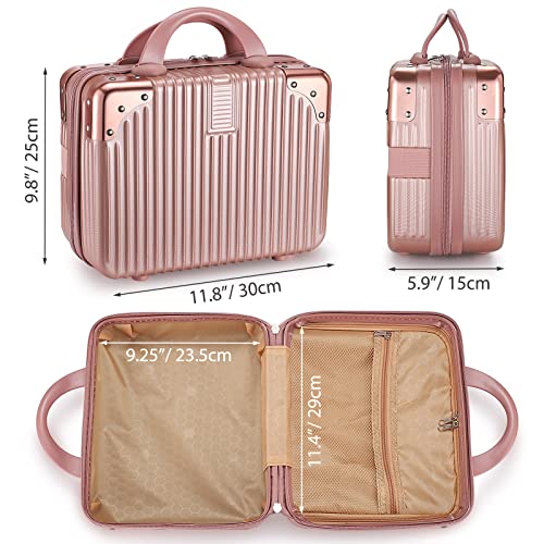 Portable ABS Makeup Case for Aviation - Rose Gold