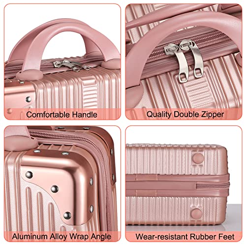 Portable ABS Makeup Case for Aviation - Rose Gold