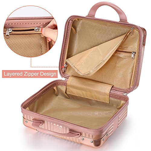 Portable ABS Makeup Case for Aviation - Rose Gold