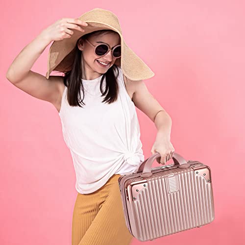 Portable ABS Makeup Case for Aviation - Rose Gold
