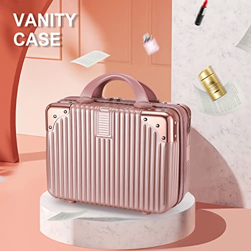 Portable ABS Makeup Case for Aviation - Rose Gold