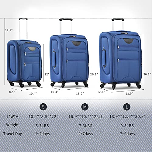 Merax Lightweight 3-Piece Aviation Luggage Set with Spinner
