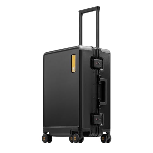 Aluminum Frame Spinner Suitcase - LEVEL8 Zipperless, 20" Black