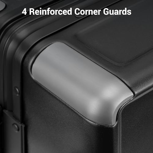 Aluminum Frame Spinner Suitcase - LEVEL8 Zipperless, 20" Black