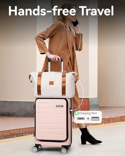 Pink Aviation Carry On Luggage with USB