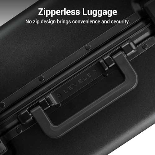 Aluminum Frame Spinner Suitcase - LEVEL8 Zipperless, 20" Black