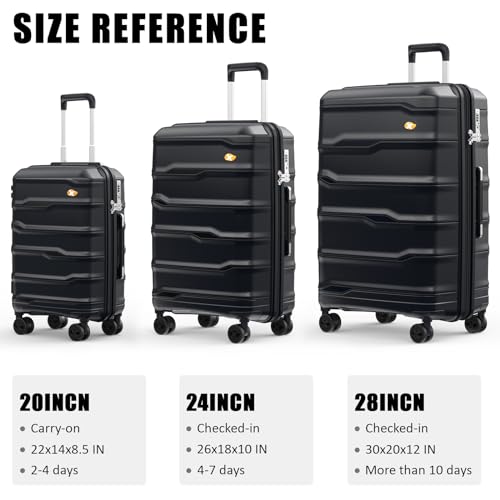 28" Spinner Wheels Suitcase, Lightweight PP with TSA Lock