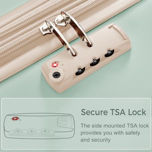 Merax 3-Piece Gray Green Luggage Set with Spinner Wheels